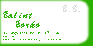 balint borko business card